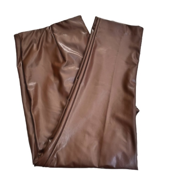 Anne Klein Woman Faux Leather Pants Plus Size 3X Espresso Pull-On NWT MSRP $109 - Picture 1 of 15